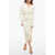 Off-White Crepe Draped Dress With Pointed Collar White