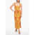 ALEMAIS Anthemion- Printed Terry-Cotton Alby Midi Dress Orange