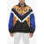 Versace Front Zipped Nylon Bomber Jacket With La Greca Motif Multicolor