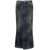 Balenciaga Dark Blue Maxi Skirt with Crinkled Effect with Logo Patch in Cotton Denim Woman BLU