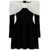 Balmain Mini Black Dress with Off-The-Shoulder Bow Neckline in Textured Knit Woman WHITE/BLACK