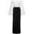 SOLACE LONDON Eliana Off-Shoulder Maxi Dress in Black and White Satin WHITE/BLACK