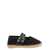 Ganni GANNI Cotton Espadrilles with Embossed Logo and Double Front Strap BLACK