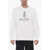 SPORTY & RICH Contrasting Printed Fleeced Crew-Neck Sweatshirt Black & White