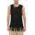 ANDERSSON BELL Perforated Sleeveless Gordon Crew-Neck Sweater With Fringes Black