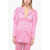 ROTATE Birger Christensen Single Breasted Jacquard Mini Dress Pink