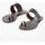 Manebí Croco-Effect Leather Rive Thong Sandals Brown