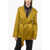 Saint Laurent Satin Hoodie-Blazer With Belt Yellow