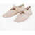 HEREU Square Toe Soft Leather Llasada Ballet Flats With Bow Beige