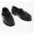 HEREU Crinkled Patent Leather Alber T-Strap Loafers Black