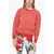 Kenzo Crew Neck Cotton Sweatshirt With Floral Motif Red