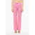 JULFER Palazzo Wool Pants With Frayed Details Pink