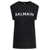 Balmain Black Tank Top with Contrasting Lettering Print and Jewel Buttons in Cotton Donna Balmain BLACK