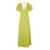 PLAIN Long Lime Dress with Bow at the Back in Fabric Woman GREEN