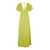 PLAIN Long Lime Dress With Bow At The Back In Fabric Woman GREEN