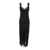 GOLD HAWK 'Miley' Long Black Dress with Tonal Lace Trim in Silk Woman BLACK