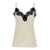 GOLD HAWK 'Coco' Pearl White Camie Top with Black Lace Trim in Silk Woman BEIGE