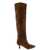 3JUIN 'Bea' Brown Pointed High-Boots With Logo Patch In Suede Woman BROWN