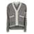 Thom Browne Grey V-Neck Cardigan with 4-Bar Detail in Cotton Woman GREY