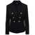 Balmain Black Double-Breasted Jacket with Lurex Details and Jewel Buttons in Wool Woman BLACK