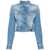 Elisabetta Franchi ELISABETTA FRANCHI Cotton Denim Jacket with Shoulder Straps BLUE