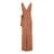 Pinko Long Brown Wrap Dress with V Neckline in Satin Woman BROWN