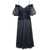 ZIMMERMANN Black Off-Shoulder Pleated Midi Dress in Black Chiffon Woman BLU