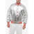 Céline Lamè Nylon Quilted Bomber Jacket With Snap Buttons Silver