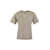 Peserico PESERICO Lightweight striped jersey T-shirt and Punto Luce WHITE/BROWN