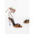 Saint Laurent Lace-Up Suede Sandals Heel 11 Cm Brown