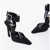 Saint Laurent Pointed Satin Sandals With Rhinestoned Buckle Heel 11 Cm Black