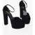 Saint Laurent Suede Sandals With Strap And Plaform Sole Heel 14 Cm Black