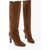 Saint Laurent Suede Knee-High Boots Heel 8 Cm Brown