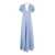 PLAIN Long Light Blue Dress with Bow at the Back in Fabric Woman BLUE
