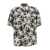 Palm Angels Black And White Short Sleeve Shirt With All-Over Palm Print In Viscose Man BLACK