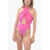 THE ANDAMANE Satin Hola Bodysuit With Crossed Straps Pink