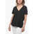 Vince Solid Color Cotton V-Neck T-Shirt Black