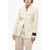 Off-White Seasonal Wool Belted Blazer With Cinched Waist Beige