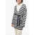 Brunello Cucinelli Awning Stripe Cotton Cardigan With Sequines Blue