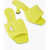 Prada Padded Leather Open Toe Mules Heel 7 Cm Yellow