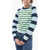 Kenzo Crew Neck Wool Blend Sweater With Balanced Stripe Motif Light Blue