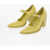 Prada Pointed Brushed Leather Maryjanes Heel 9 Cm Yellow