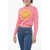 Moschino Couture! Crew Neck Smiley Cotton Sweater Pink