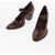 Prada Pointed Brushed Leather Maryjanes Heel 9 Cm Brown