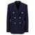 Versace Blue Double-Breasted Jacket with Medusa Buttons in Stretch Wool Woman BLU
