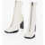 Alexander McQueen Shiny Heel Full Zip Sock Booties 11Cm White