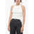 COURRÈGES Ribbed Sleeveless Top With Suspenders White