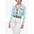 Karl Lagerfeld Cotton Blend Cropped Cardigan With Double Breast Pocket And Light Blue