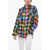 R13 Rainbow Checked Oversized Fit Shirt With Double Breast Pocke Multicolor