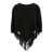 PLAIN Black Fringed Suede Poncho In Leather Woman BLACK